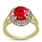 Anillo de Plata Bañada en Oro con Ágata Roja y Topacio Blanco
