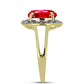 Anillo de Plata Bañada en Oro con Ágata Roja y Topacio Blanco