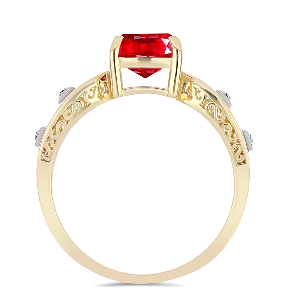 Anillo de Plata Bañada en Oro con Ágata Roja y Topacio Blanco 2 