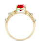 Anillo de Plata Bañada en Oro con Ágata Roja y Topacio Blanco