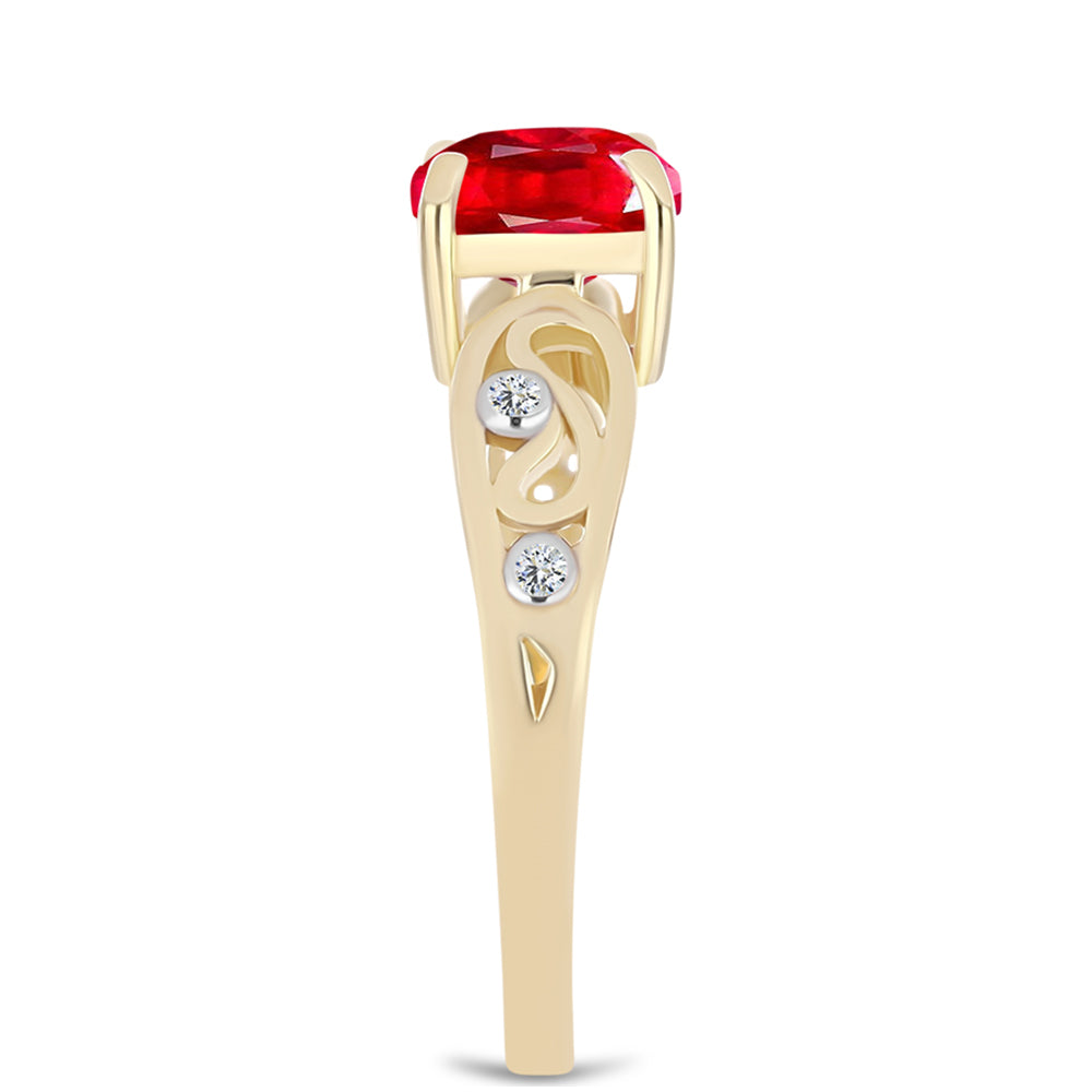 Anillo de Plata Bañada en Oro con Ágata Roja y Topacio Blanco 4 
