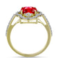 Anillo de Plata Bañada en Oro con Ágata Roja y Topacio Blanco