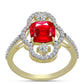 Anillo de Plata Bañada en Oro con Ágata Roja y Topacio Blanco