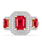 Anillo de Plata Bañada en Oro con Ágata Roja y Topacio Blanco