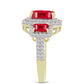 Anillo de Plata Bañada en Oro con Ágata Roja y Topacio Blanco