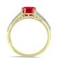Anillo de Plata Bañada en Oro con Ágata Roja y Topacio Blanco