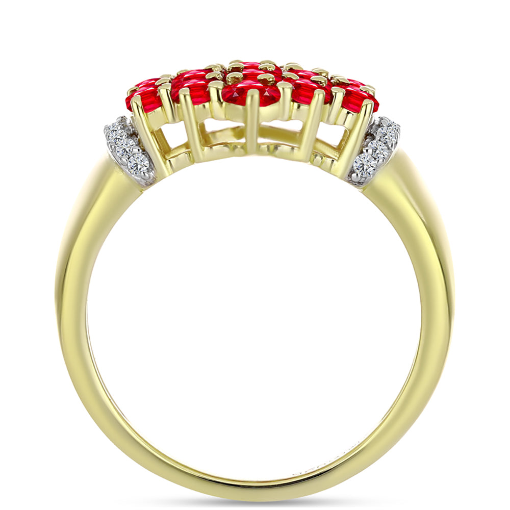 Anillo de Plata Bañada en Oro con Ágata Roja y Topacio Blanco 2 