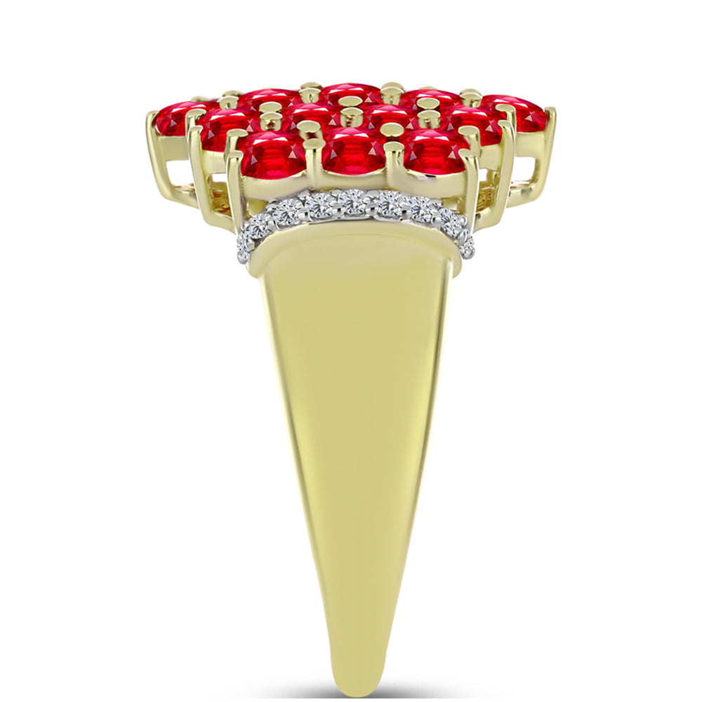 Anillo de Plata Bañada en Oro con Ágata Roja y Topacio Blanco 4 