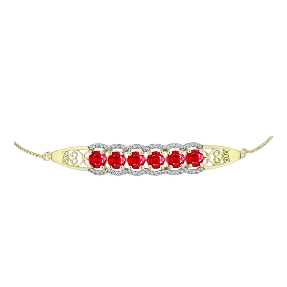 Pulsera de Plata Bañada en Oro con Ágata Roja y Topacio Blanco 2 