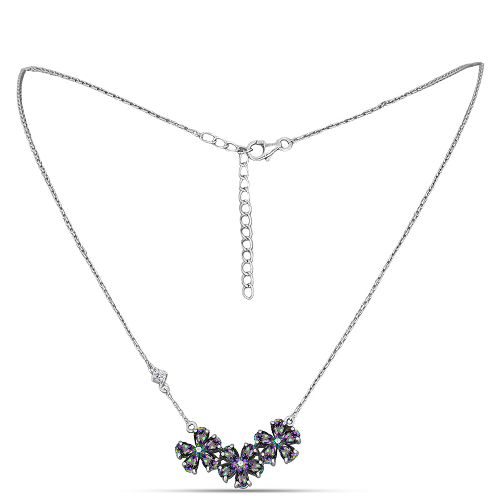 Collar de Plata con Cuarzo Místico Verde de Brasil y Topacio Blanco