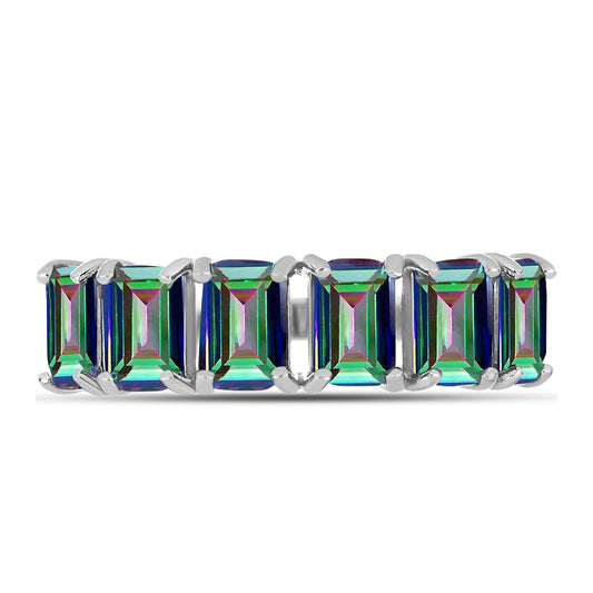 Anillo de Plata con Cuarzo Místico Verde de Brasil