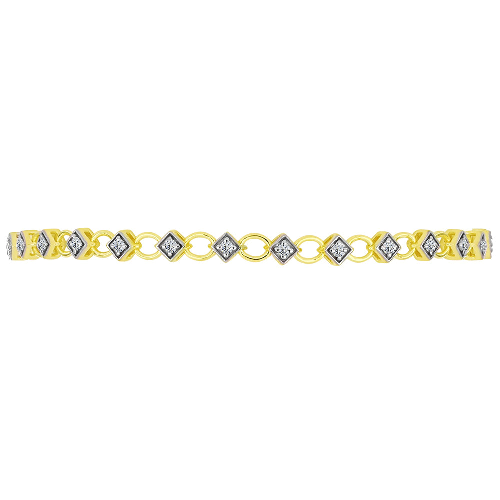 Pulsera de Plata Bañada en Oro con Diamante certificado y cultivado en laboratorio 3 