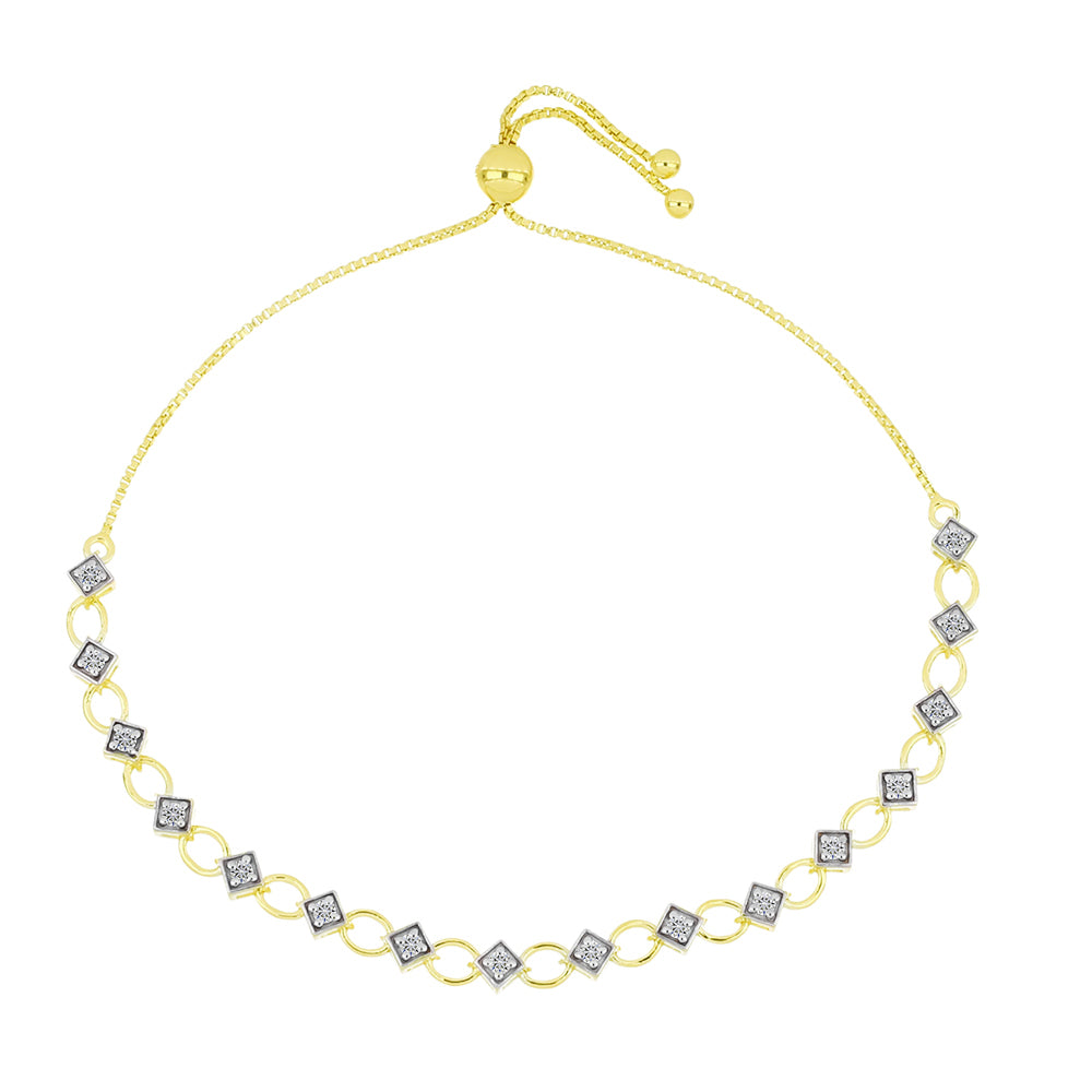 Pulsera de Plata Bañada en Oro con Diamante certificado y cultivado en laboratorio 4 