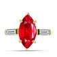 Anillo de Plata Bañada en Oro con Ágata Roja y Topacio Blanco