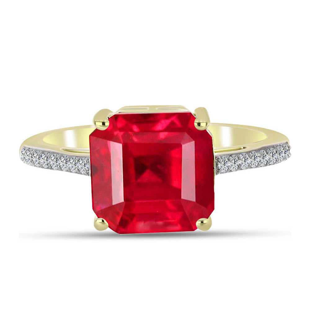 Anillo de Plata Bañada en Oro con Ágata Roja y Topacio Blanco 1 