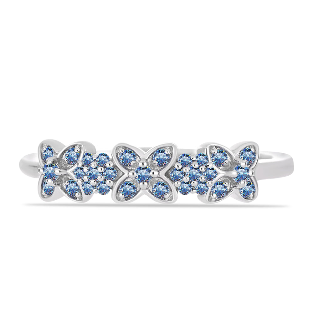 Anillo de Plata con Moisanita azul océano