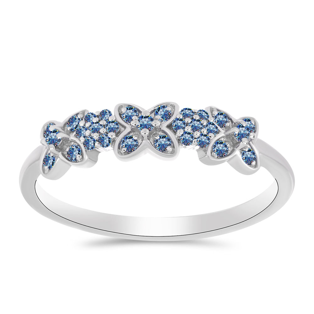 Anillo de Plata con Moisanita azul océano 3 
