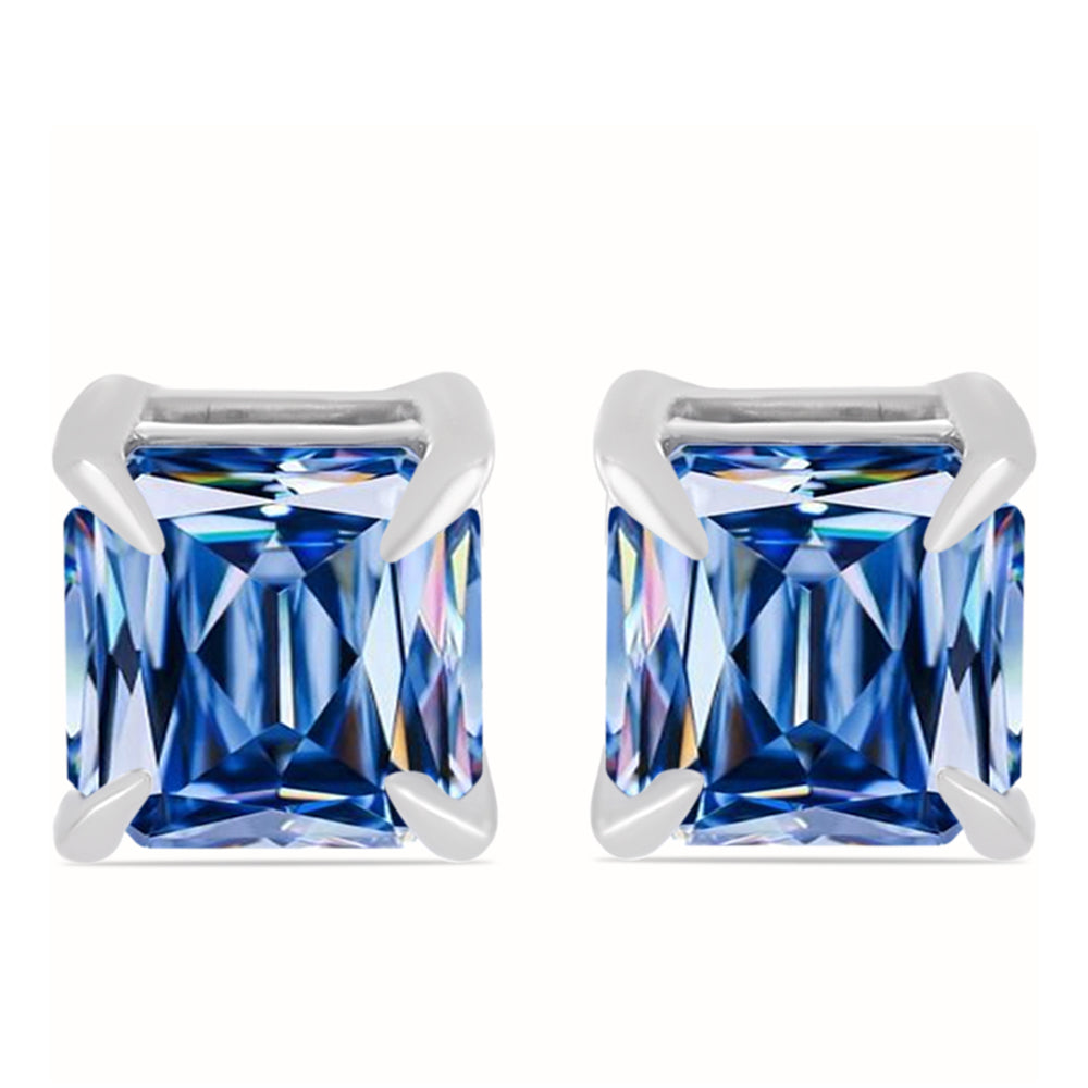 Pendientes de Plata con Moisanita azul océano 1 