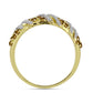 Anillo de Plata Bañada en Oro con Cuarzo Coñac y Topacio Blanco