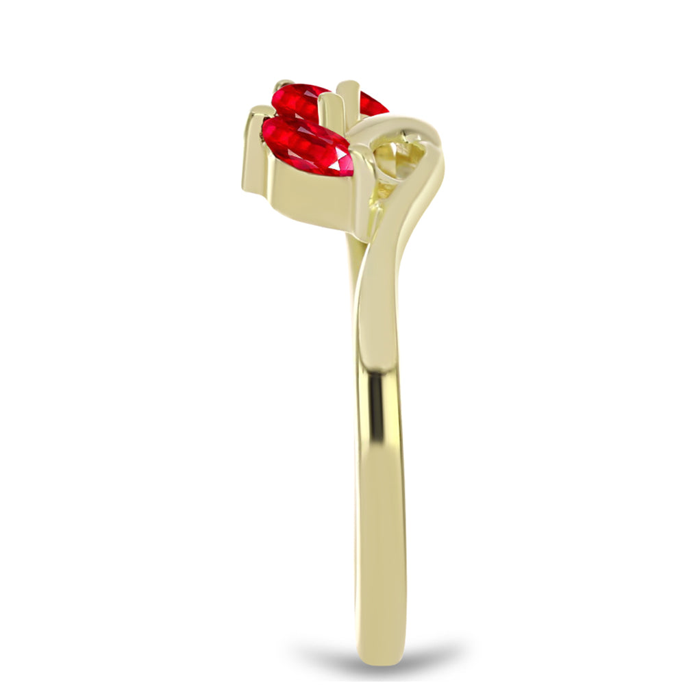 Anillo de Plata Bañada en Oro con Ágata Roja 4 