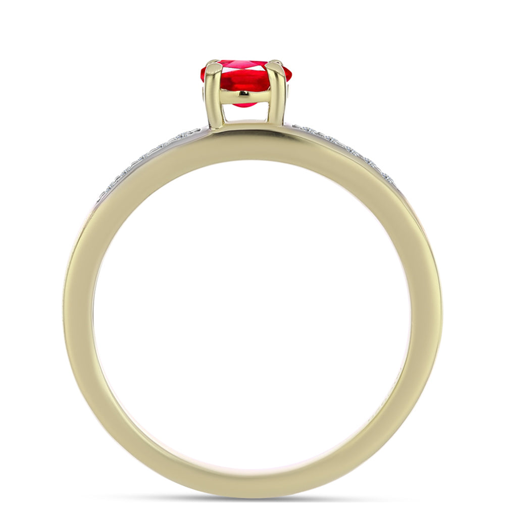 Anillo de Plata Bañada en Oro con Ágata Roja y Topacio Blanco 3 