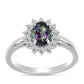 Anillo de Plata con Cuarzo Místico Verde de Brasil y Topacio Blanco