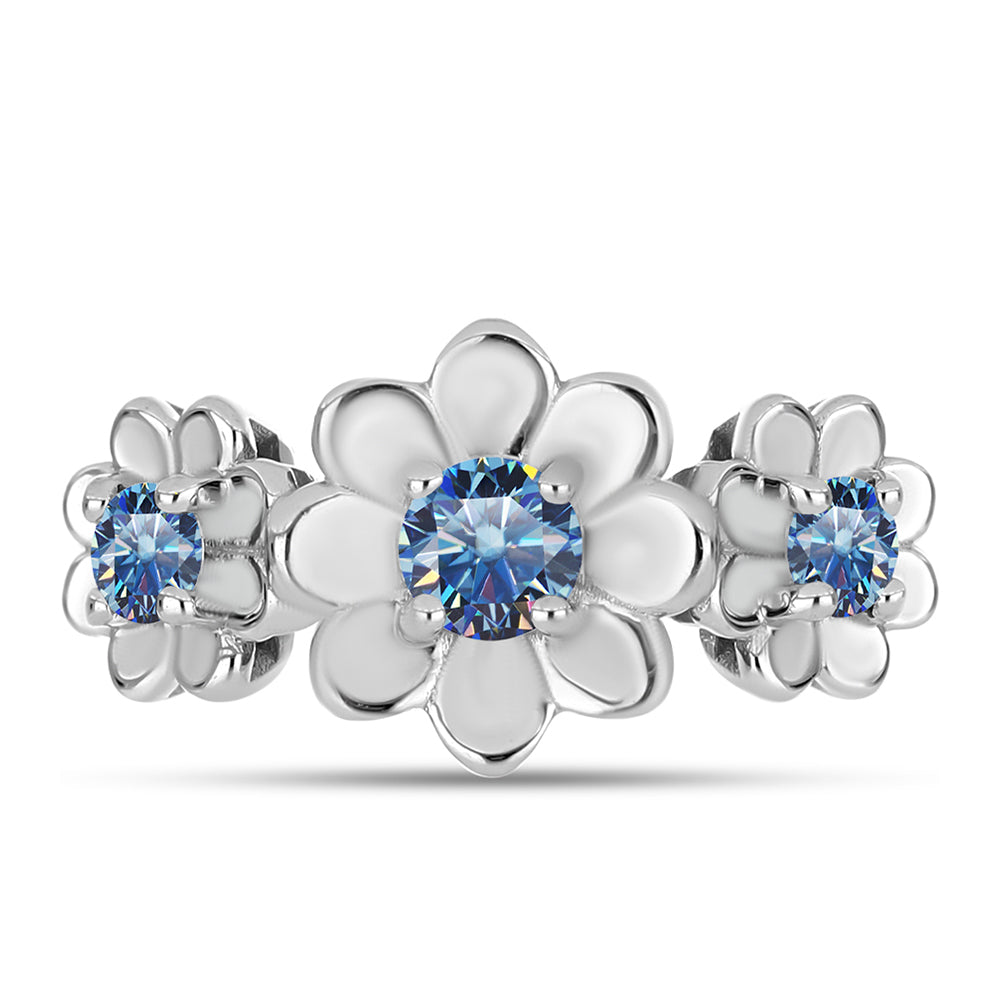 Anillo de Plata con Moisanita azul océano 1 