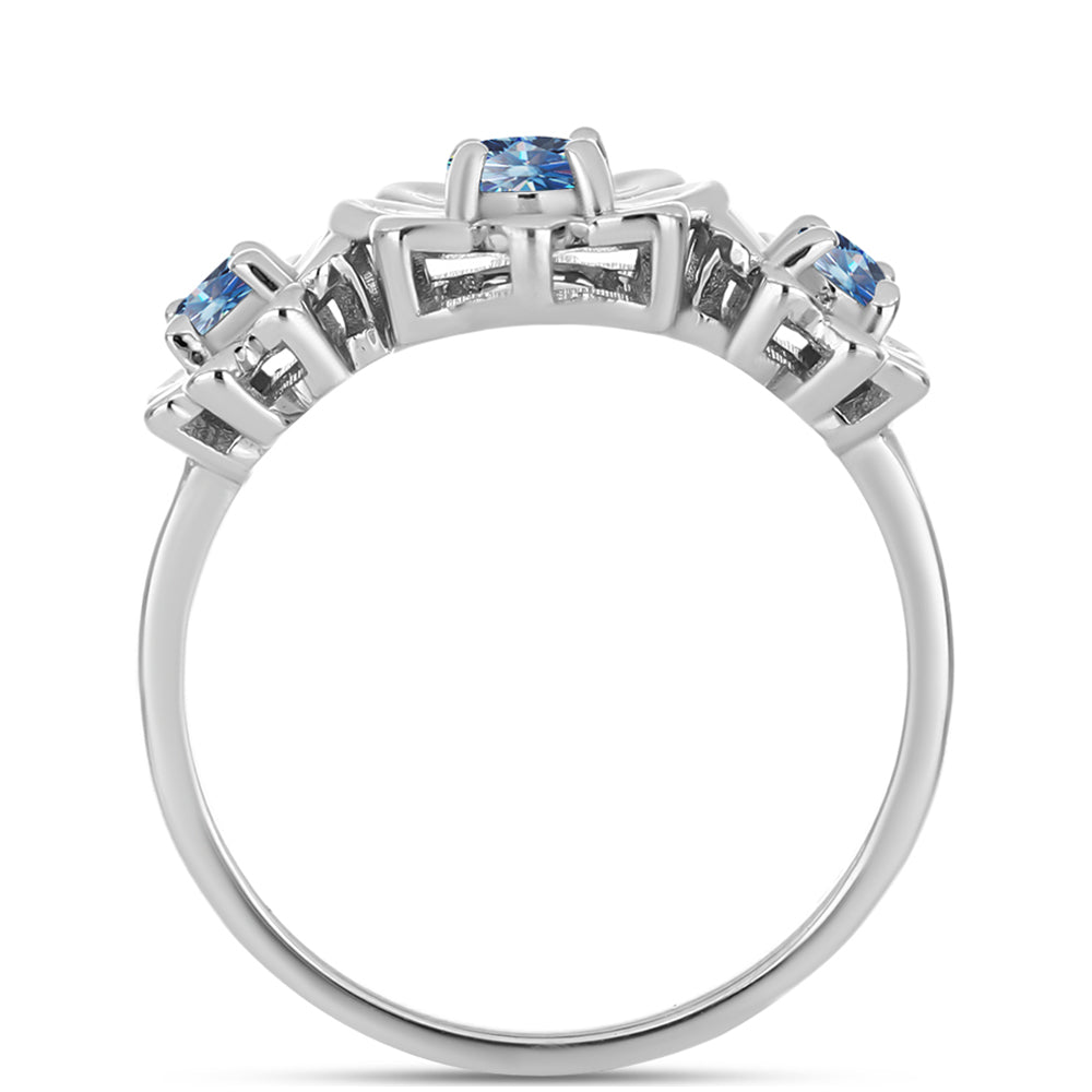 Anillo de Plata con Moisanita azul océano