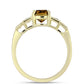 Anillo de Plata Bañada en Oro con Cuarzo Coñac y Zircón Blanco