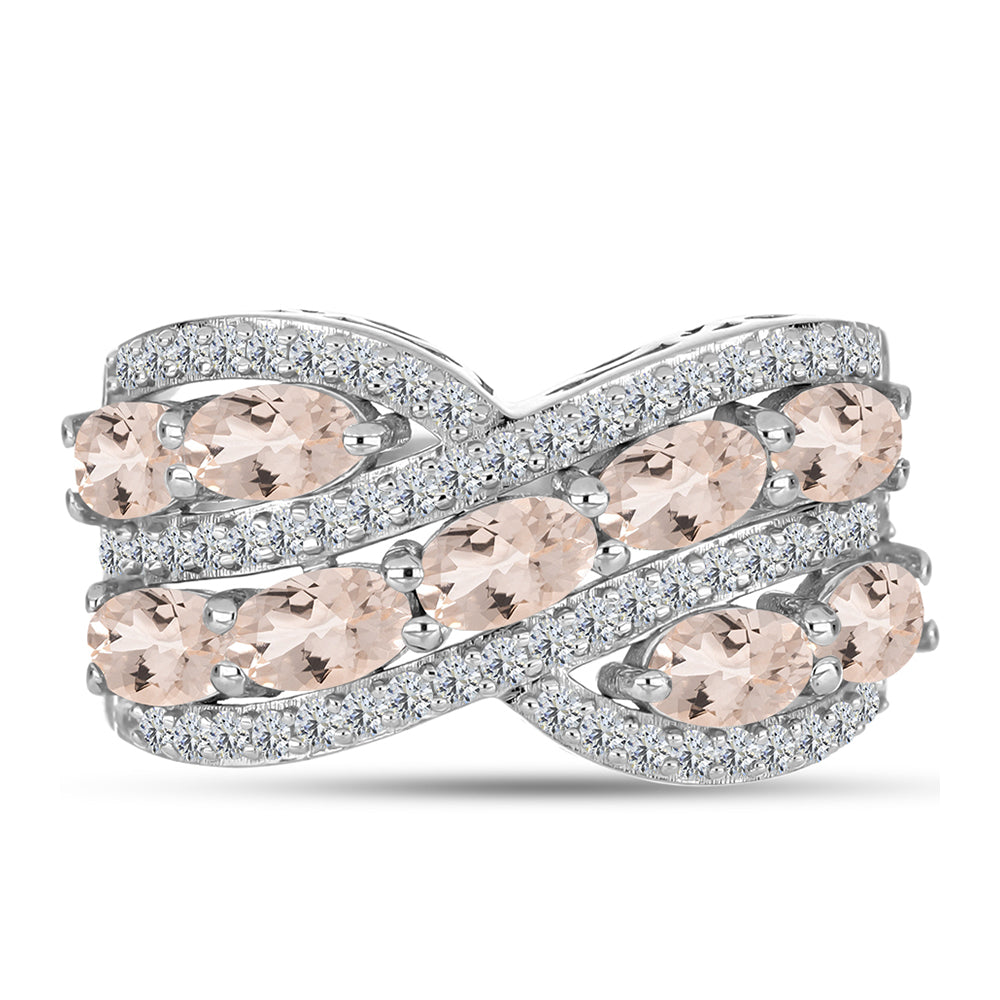 Anillo de Plata con Morganita de Gozareh y Topacio Blanco 1 