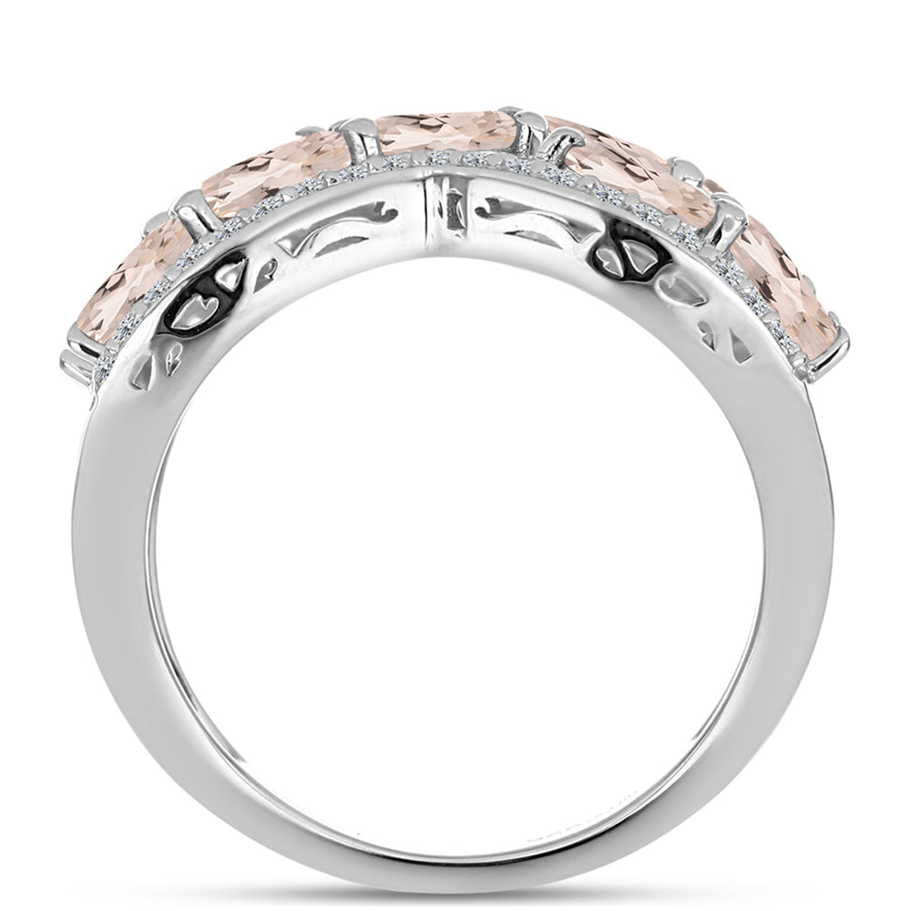 Anillo de Plata con Morganita de Gozareh y Topacio Blanco 2 