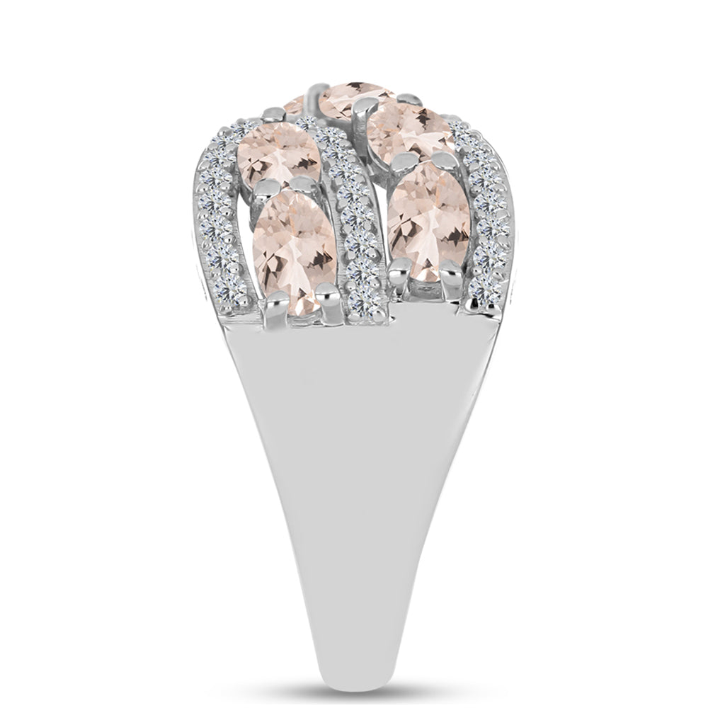 Anillo de Plata con Morganita de Gozareh y Topacio Blanco 4 