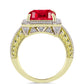 Anillo de Plata Bañada en Oro con Ágata Roja y Topacio Blanco