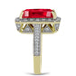 Anillo de Plata Bañada en Oro con Ágata Roja y Topacio Blanco