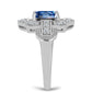 Anillo de Plata con Moisanita azul océano y Topacio Blanco
