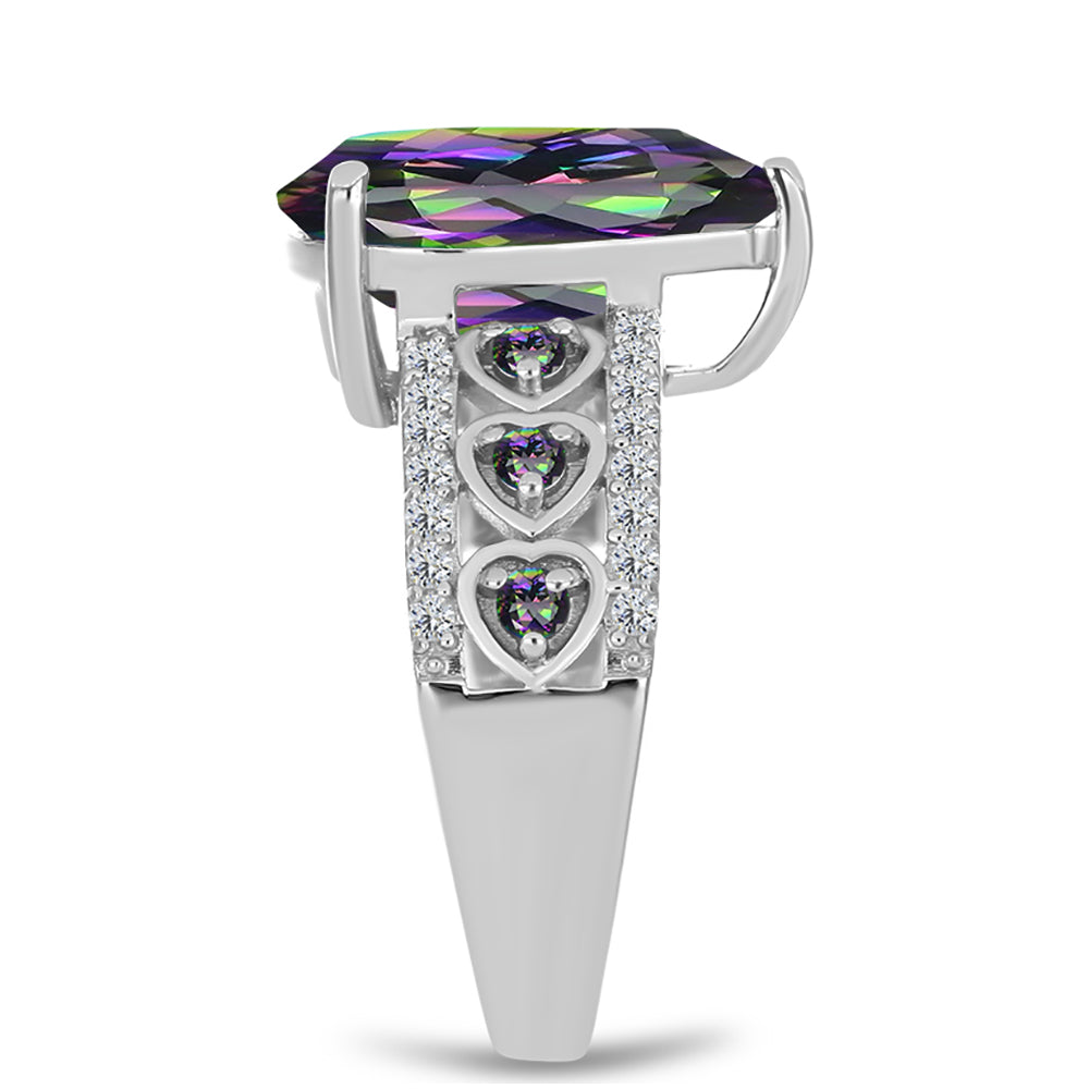 Anillo de Plata con Cuarzo Místico Verde de Brasil y Topacio Blanco 4 