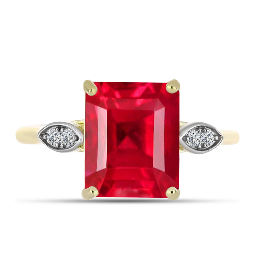 Anillo de Plata Bañada en Oro con Ágata Roja y Topacio Blanco