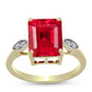 Anillo de Plata Bañada en Oro con Ágata Roja y Topacio Blanco