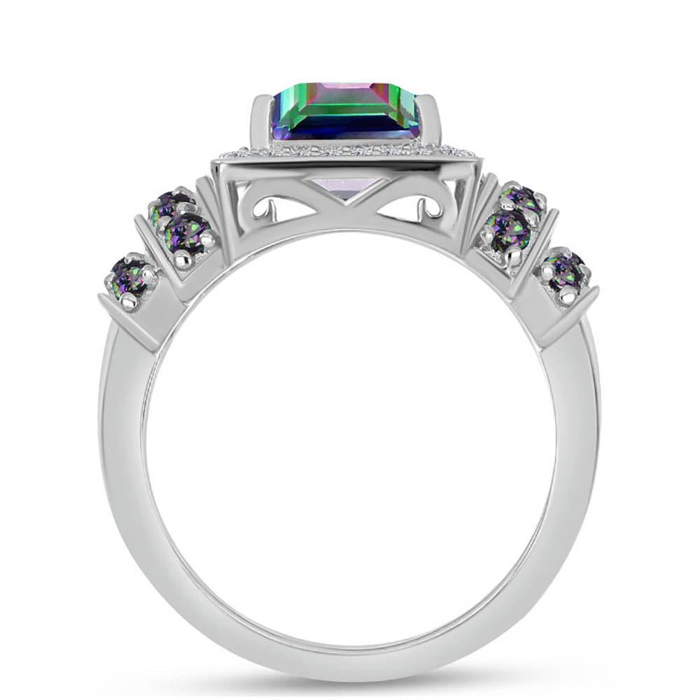 Anillo de Plata con Cuarzo Místico Verde de Brasil y Topacio Blanco 2 
