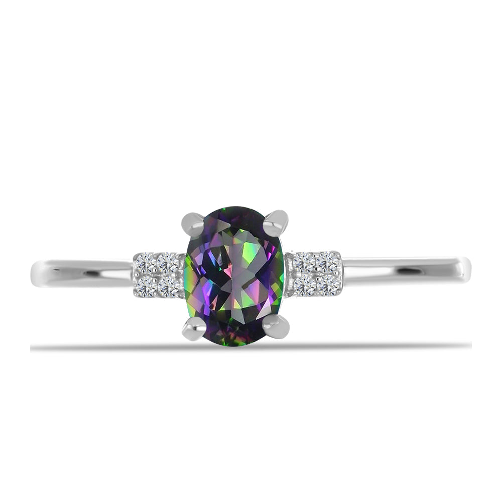 Anillo de Plata con Cuarzo Místico Verde de Brasil y Topacio Blanco 1 