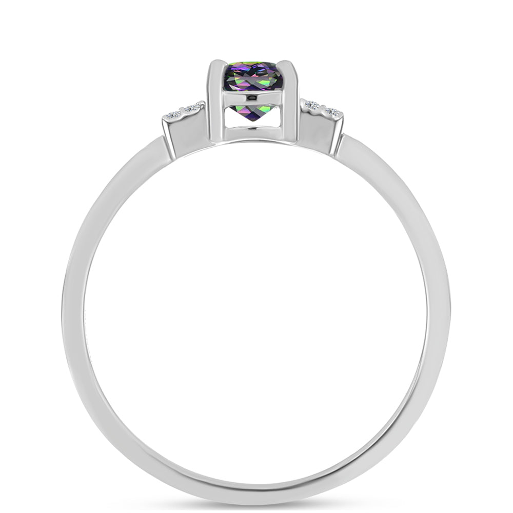 Anillo de Plata con Cuarzo Místico Verde de Brasil y Topacio Blanco