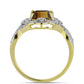 Anillo de Plata Bañada en Oro con Cuarzo Coñac y Topacio Blanco