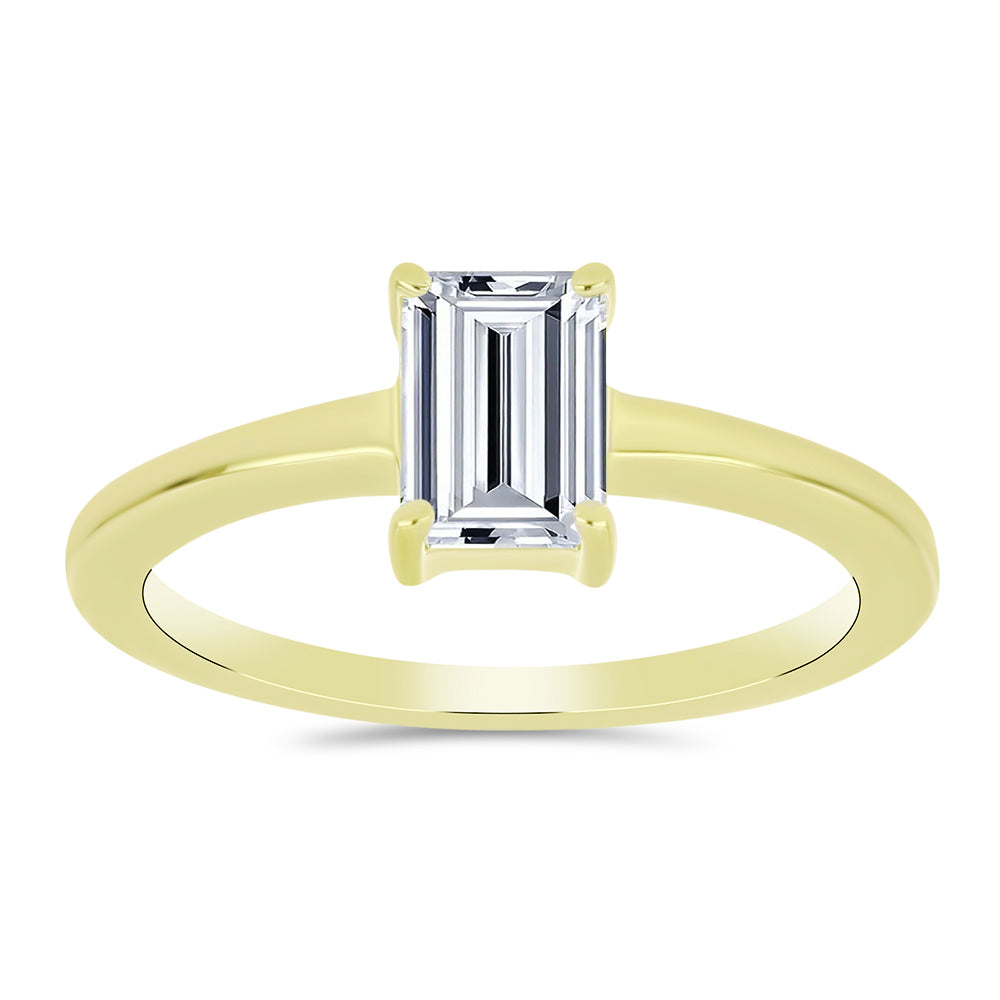 Anillo de Plata Bañada en Oro con Diamante certificado y cultivado en laboratorio