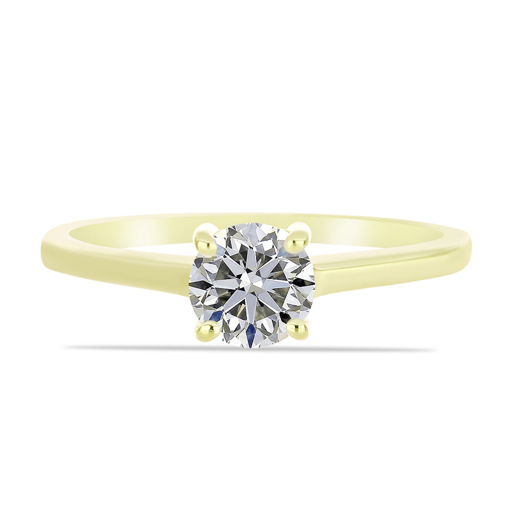 Anillo de Plata Bañada en Oro con Diamante certificado y cultivado en laboratorio