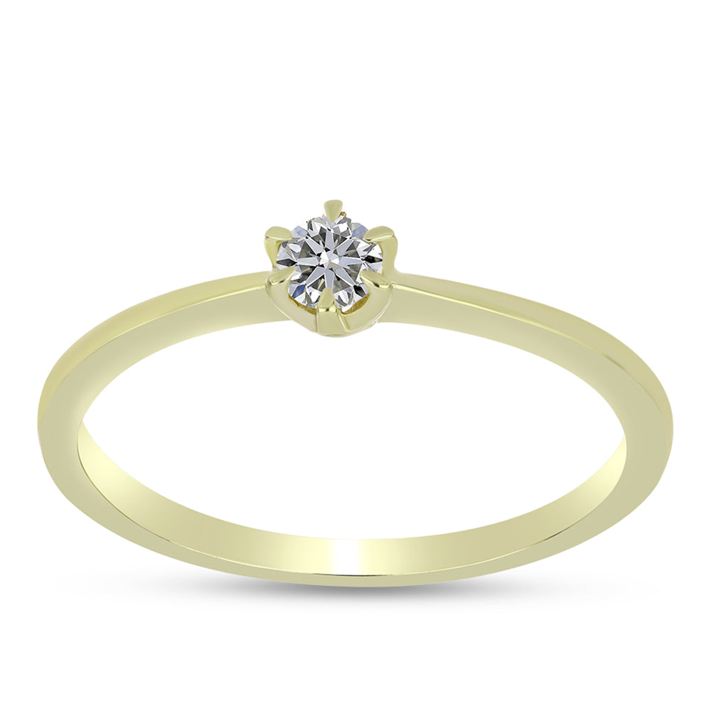 Anillo de Plata Bañada en Oro con Diamante certificado y cultivado en laboratorio 3 
