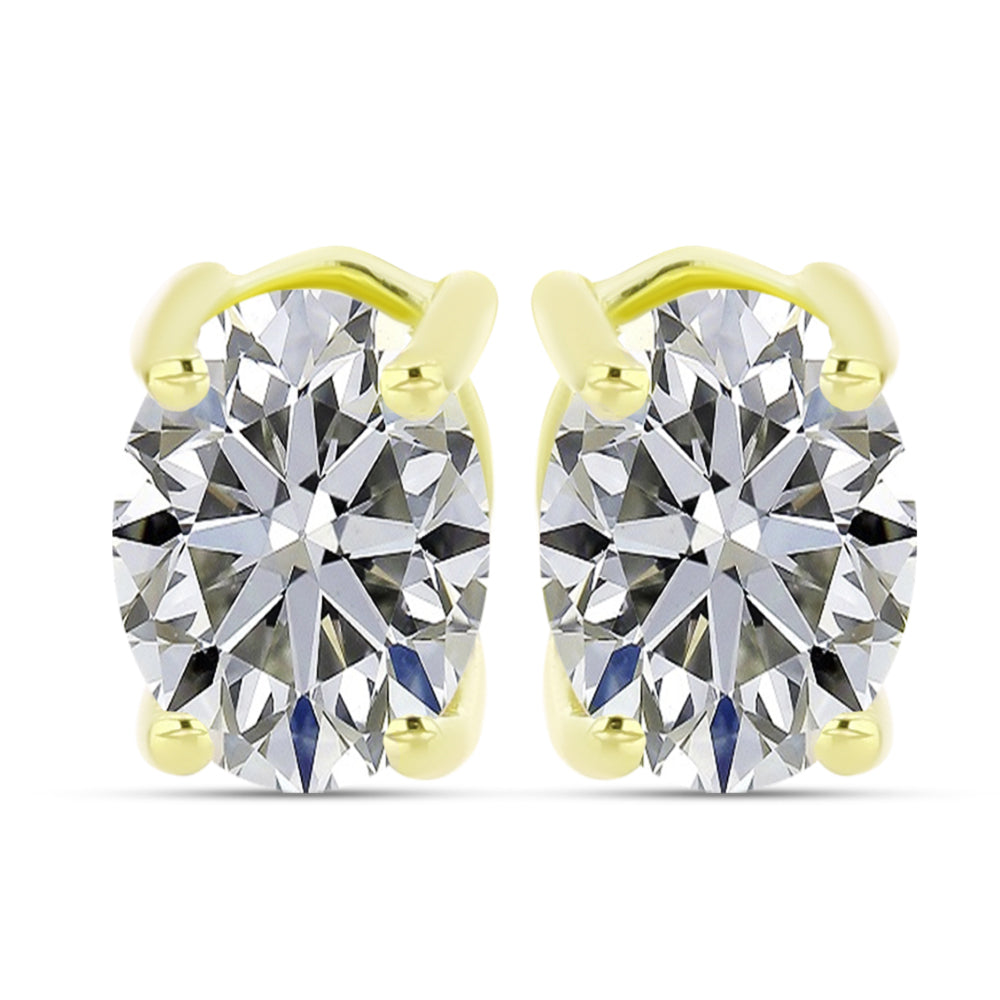 Pendientes de Plata Bañada en Oro con Diamante certificado y cultivado en laboratorio 3 