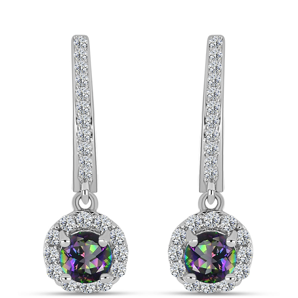 Pendientes de Plata con Cuarzo Místico Verde de Brasil y Topacio Blanco 1 