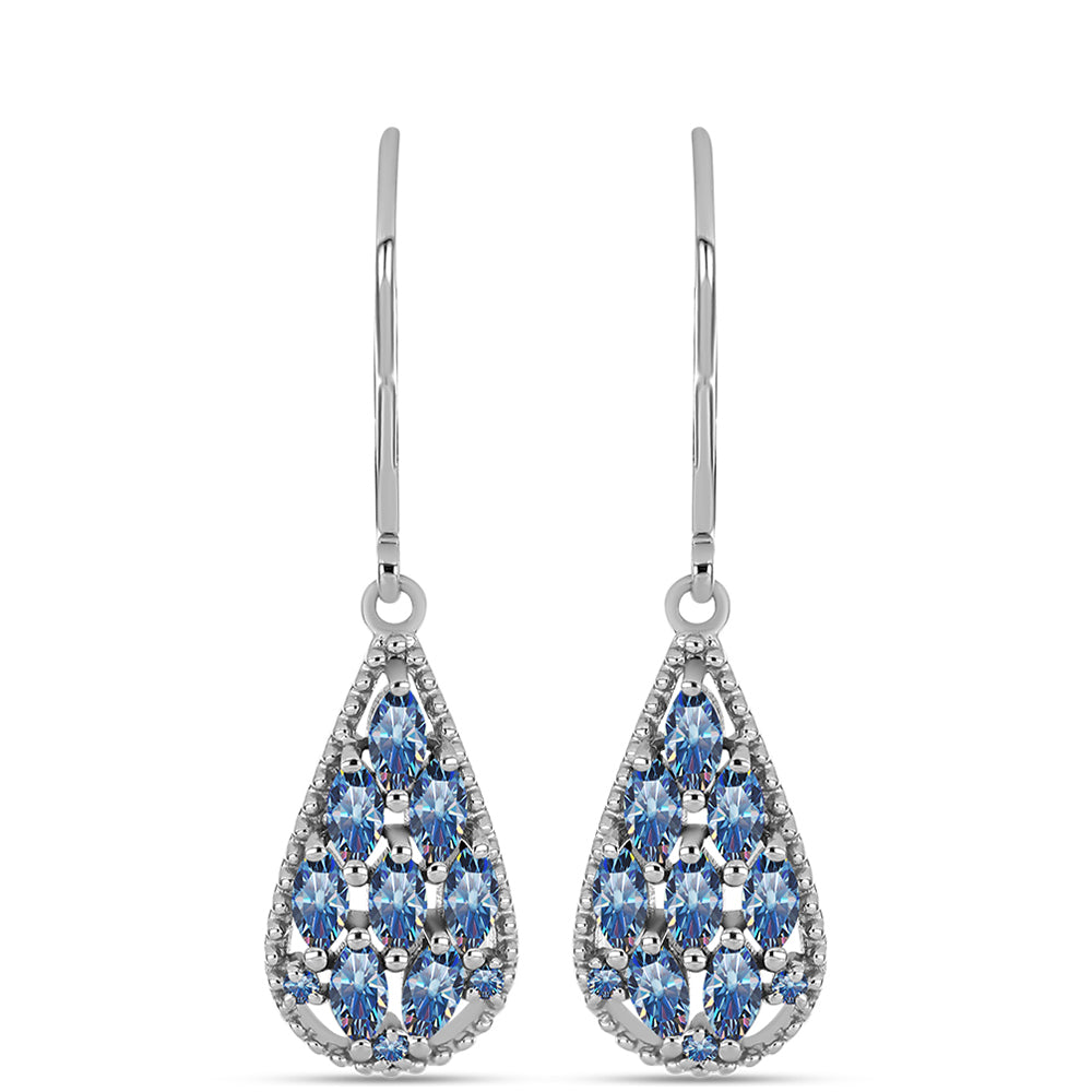 Pendientes de Plata con Moisanita azul océano 1 