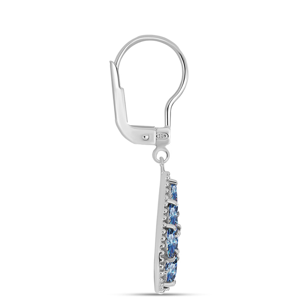 Pendientes de Plata con Moisanita azul océano 2 