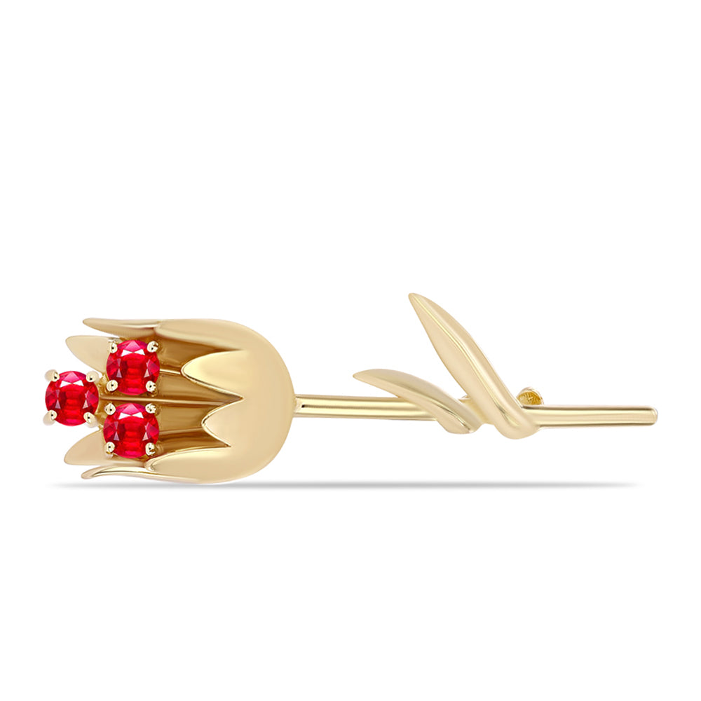 Broche de Plata Bañada en Oro con Ágata Roja 1 